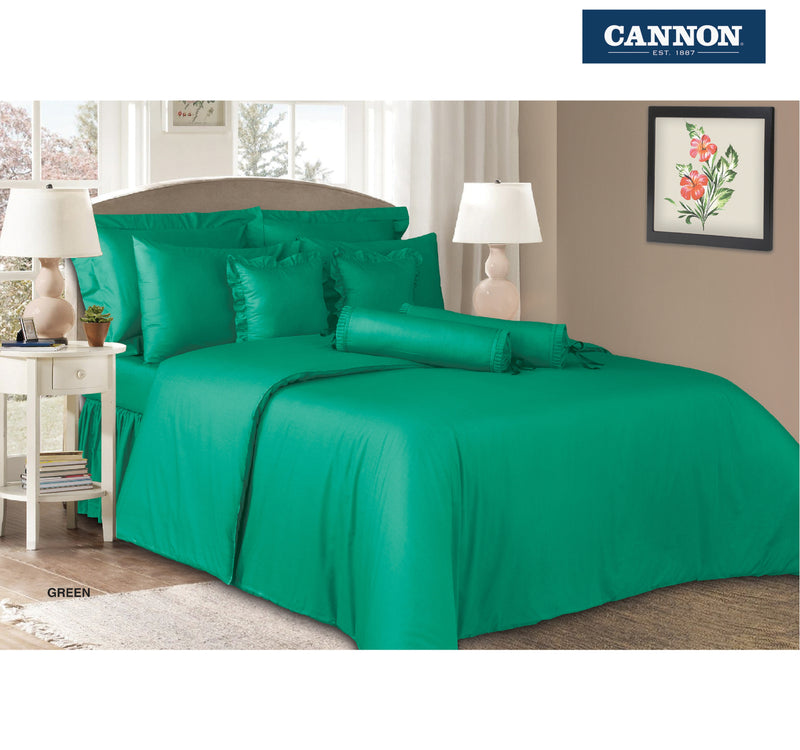 Cannon Fitted Sheet + Pillow Cover Plain Single Size 120x200cm Green