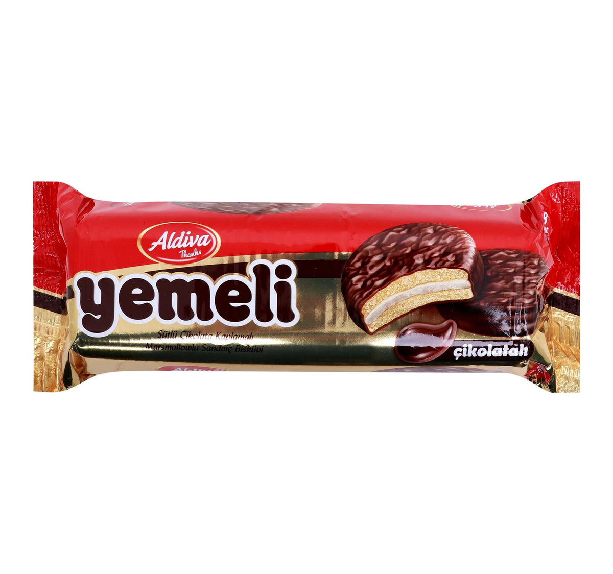 Aldiva Yemeli Milk Chocolate Coated Sandwich Biscuit with Marshmallow 240 g Lulu Hypermarket
