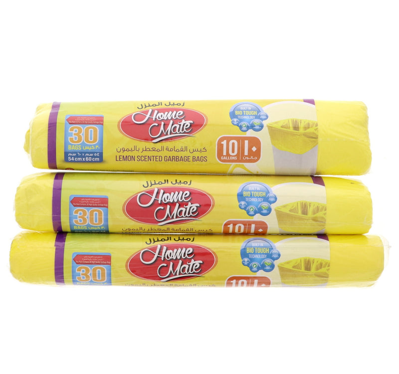 Home Mate Lemon Scented Garbage Bags 3 x 30's Size 54cm x 60cm