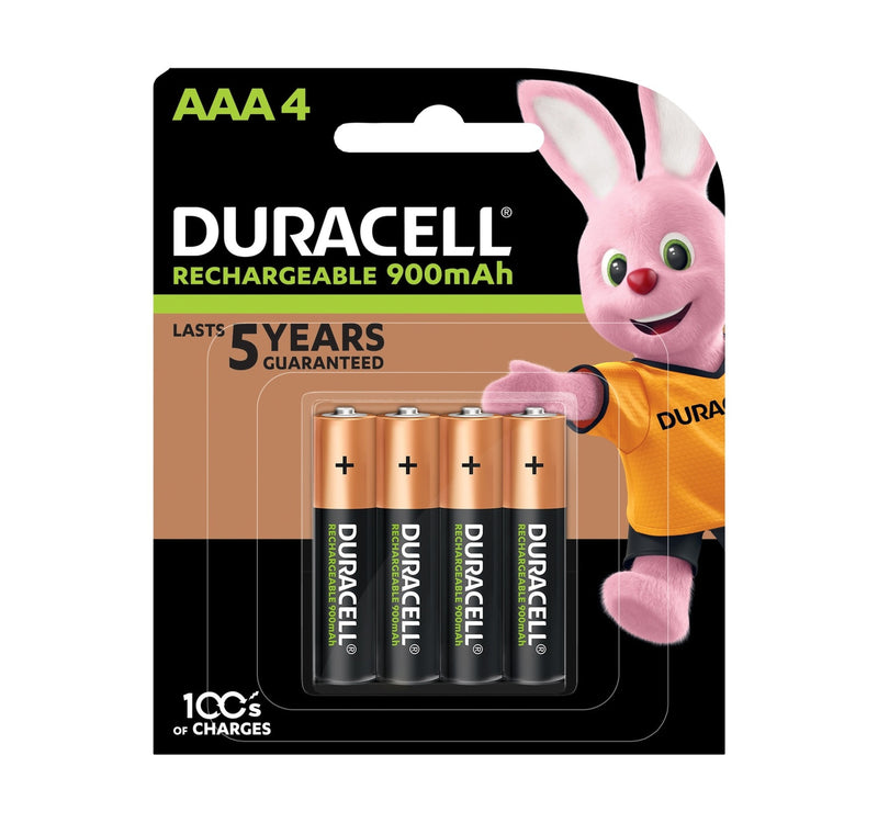 Duracell Rechargeable AAA 900mAh Batteries, pack of 4