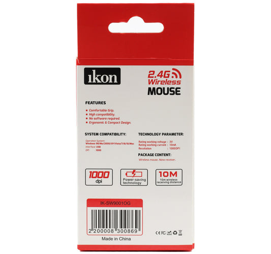 Ikon Wireless Mouse IK-SW9001OG