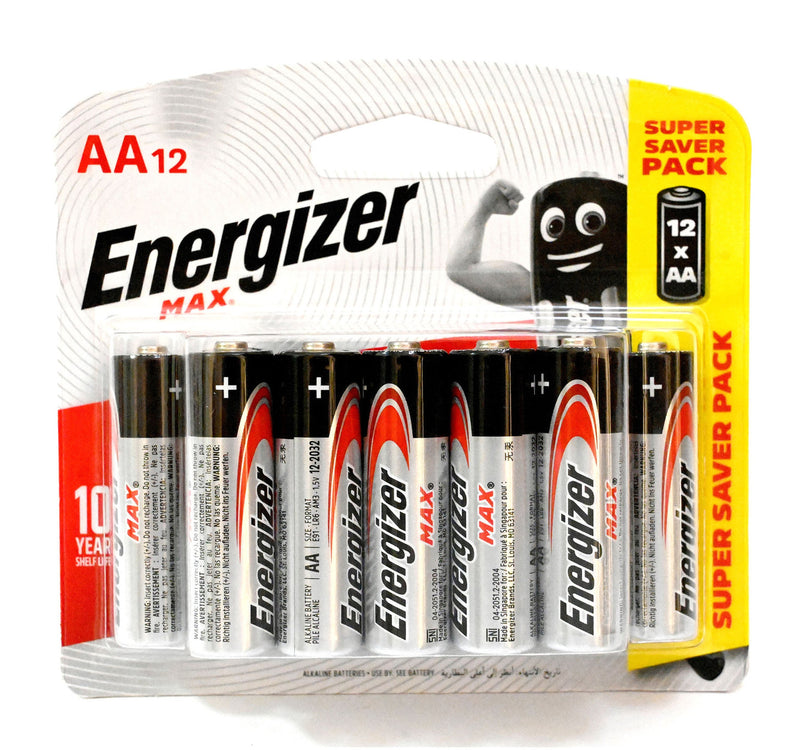 Energizer Max Alkaline AA Battery, 1.5 V, 12 Pcs, EP91BP12