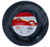 Home Mate Ivory Black Big Plastic Plate 10.3inch ER03 10pcs