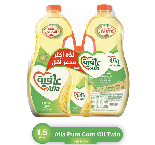 Afia Pure Corn Oil 2 x 1.5 Litres + 500 ml