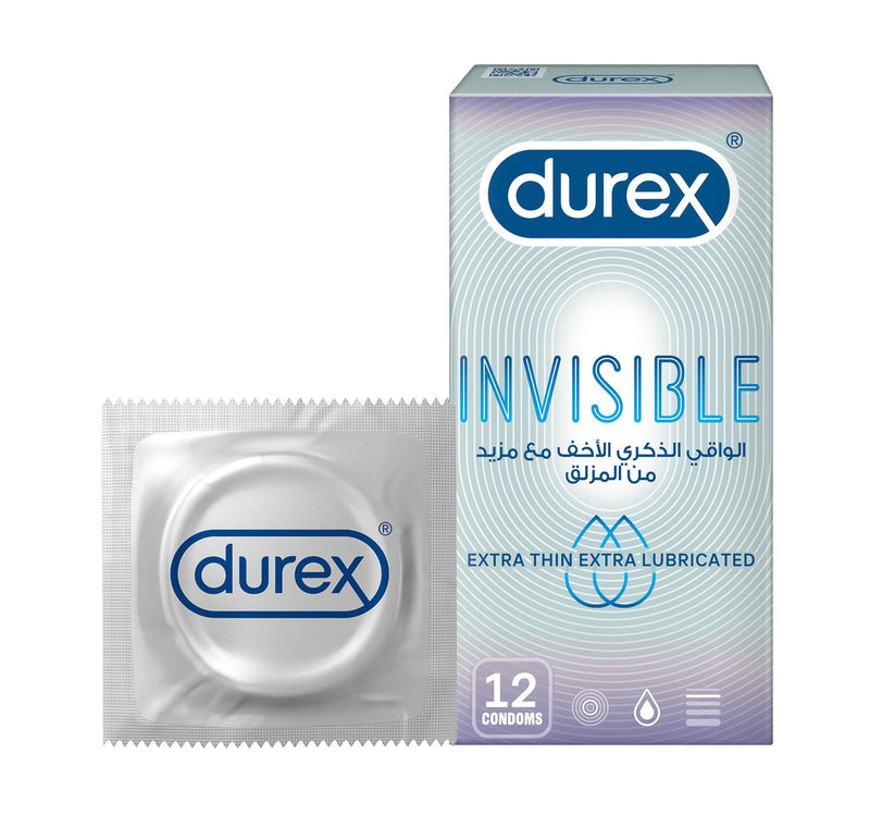 Durex Invisible Condoms Extra Thin Extra Lubricated 12 pcs