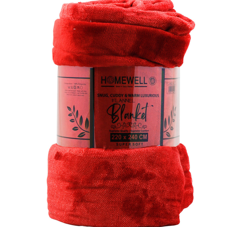 Homewell Flannel Blanket, 220 x 240 cm, Assorted