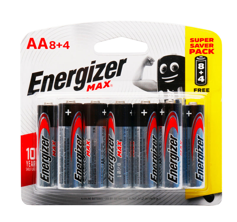 Energizer Max AA Alkaline Battery 8+4