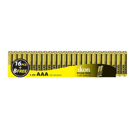 Ikon Heavy Duty 1.5V AAA Batteries 16+8pcs