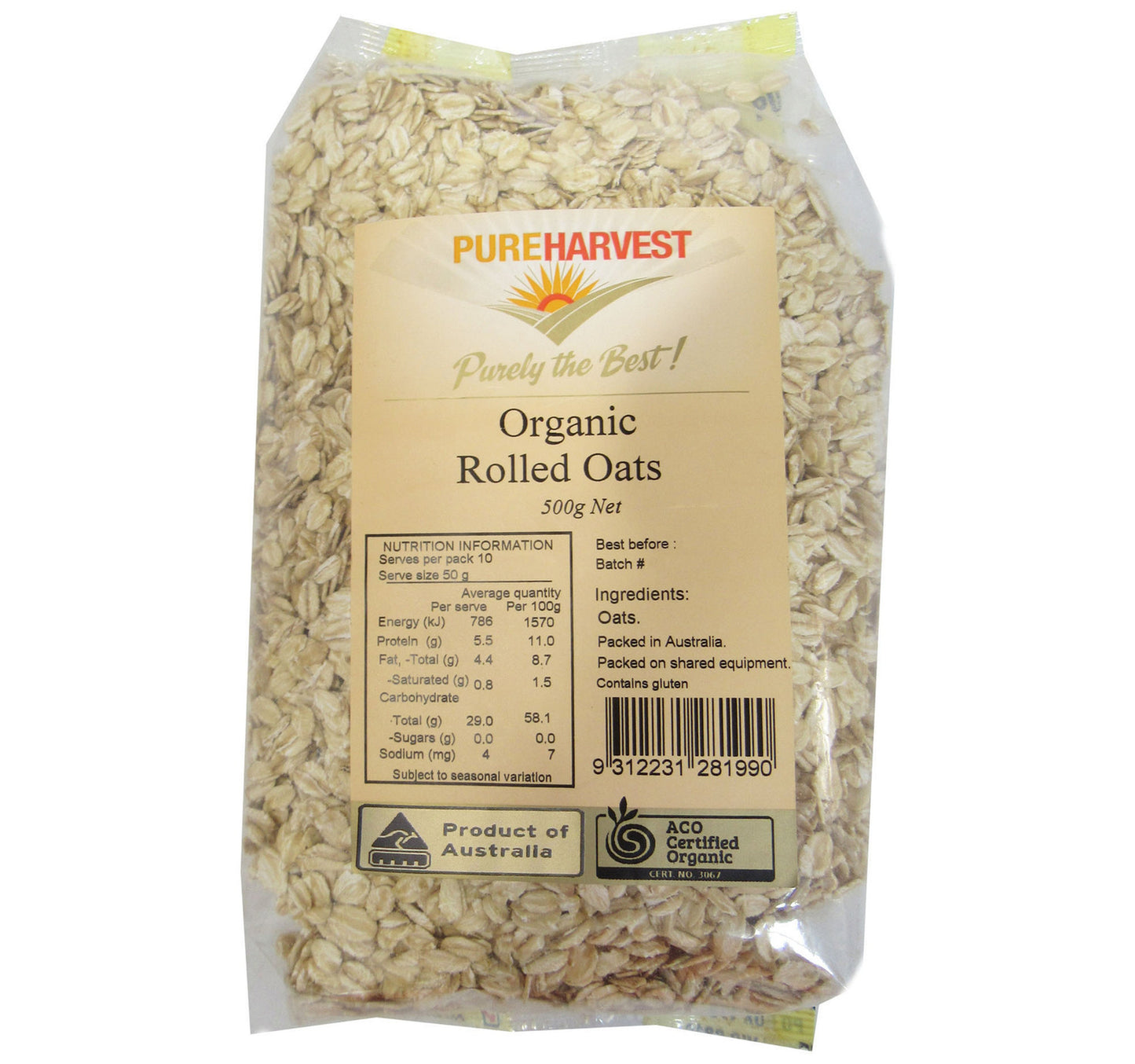 Pure Harvest Organic Rolled Oats 500 g Lulu Hypermarket