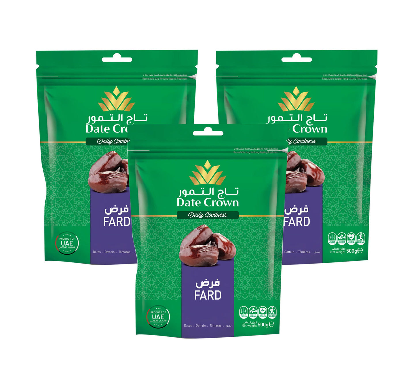 Date Crown Fard Dates Pouch 3 x 500 g