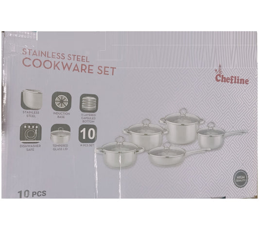 Chefline Stainless Steel Cookware Set, 10 Pcs