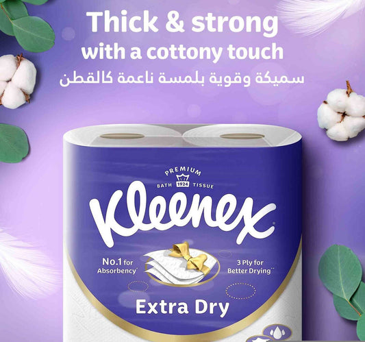 Kleenex Extra Dry Toilet Tissue Paper Embossed 3ply 140 Sheets 9+3 Rolls