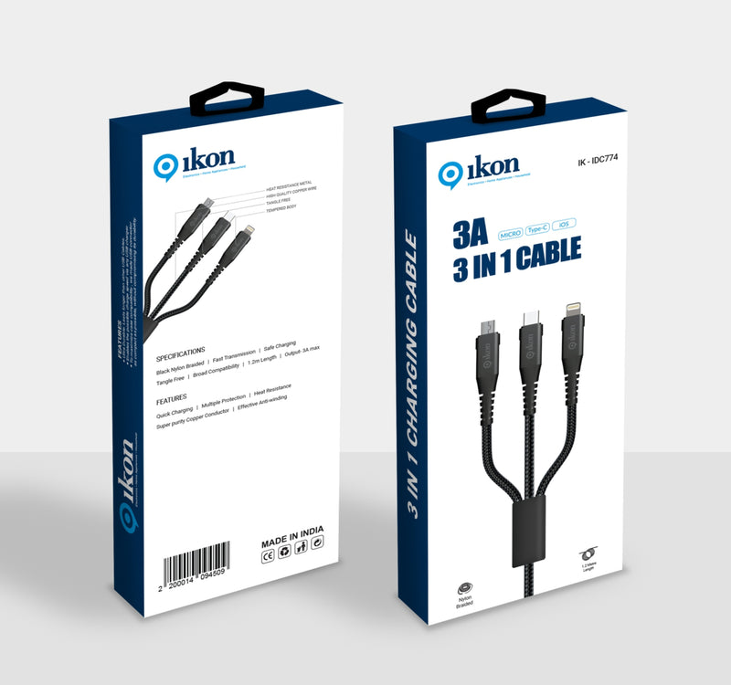 Ikon 3in1-Charging Cable,IKIDC774,1.2M