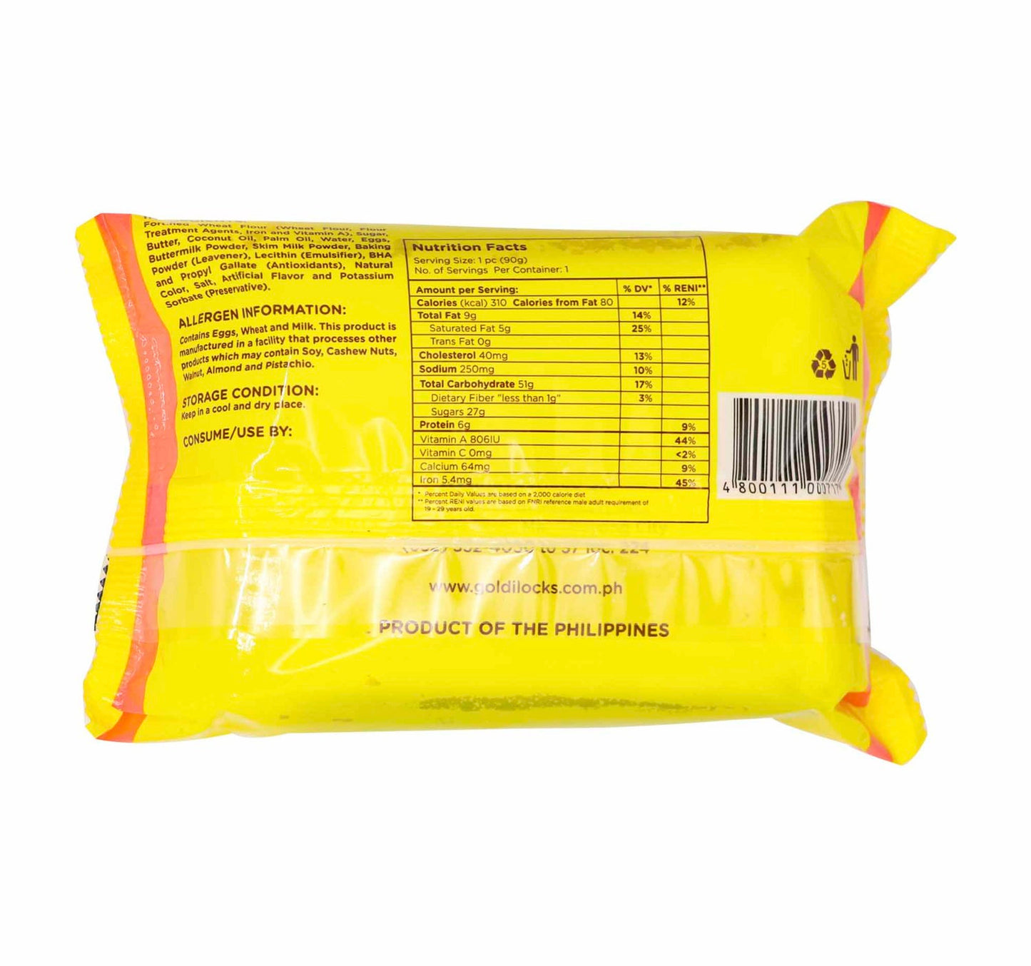 Goldilocks Golden Butter Cake Slice 90 g