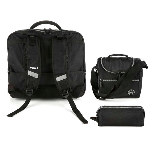 Wagon R Classy Printed 2Wheel School Trolley+Lunch Bag+Pencil Case 1924 20inch, Assorted Color