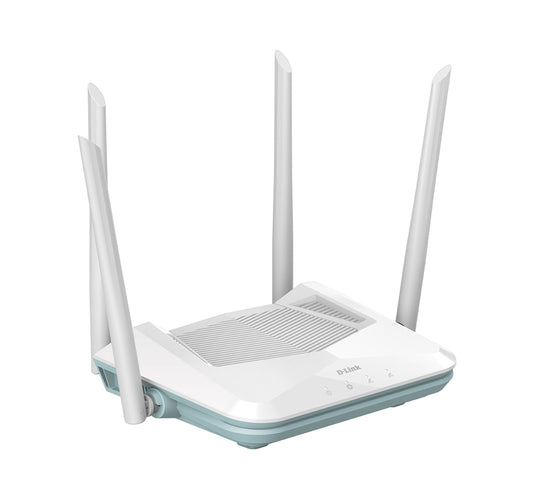 D-Link R15 AX 1500 Wi-Fi 6 AI Router, 4 Gigabit Ports, 4 External Antenna, Voice Control, Parental Control, D-Link Mesh Support, White