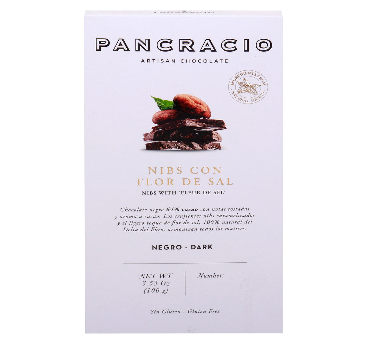 Pancracio Nibs with Fleur de Sel Dark Chocolate 100 g Lulu Hypermarket
