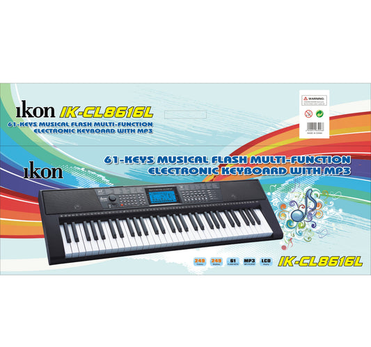 Ikon Musical Keyboard, Black, IK-CL8616L