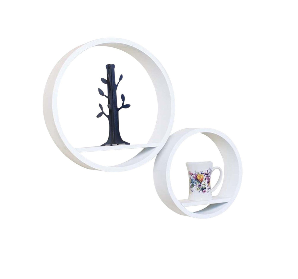 Maple Leaf Home Glossy Painting Wall Shelf 2 pcs Set, Black, 8211