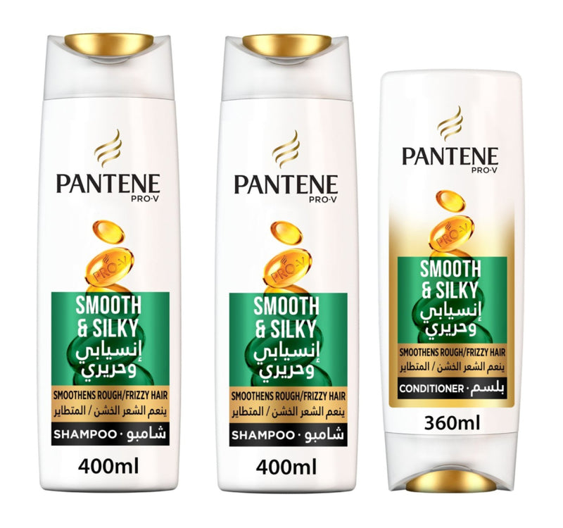 Pantene Smooth & Silky Shampoo 2 x 400 ml + Conditioner 360 ml