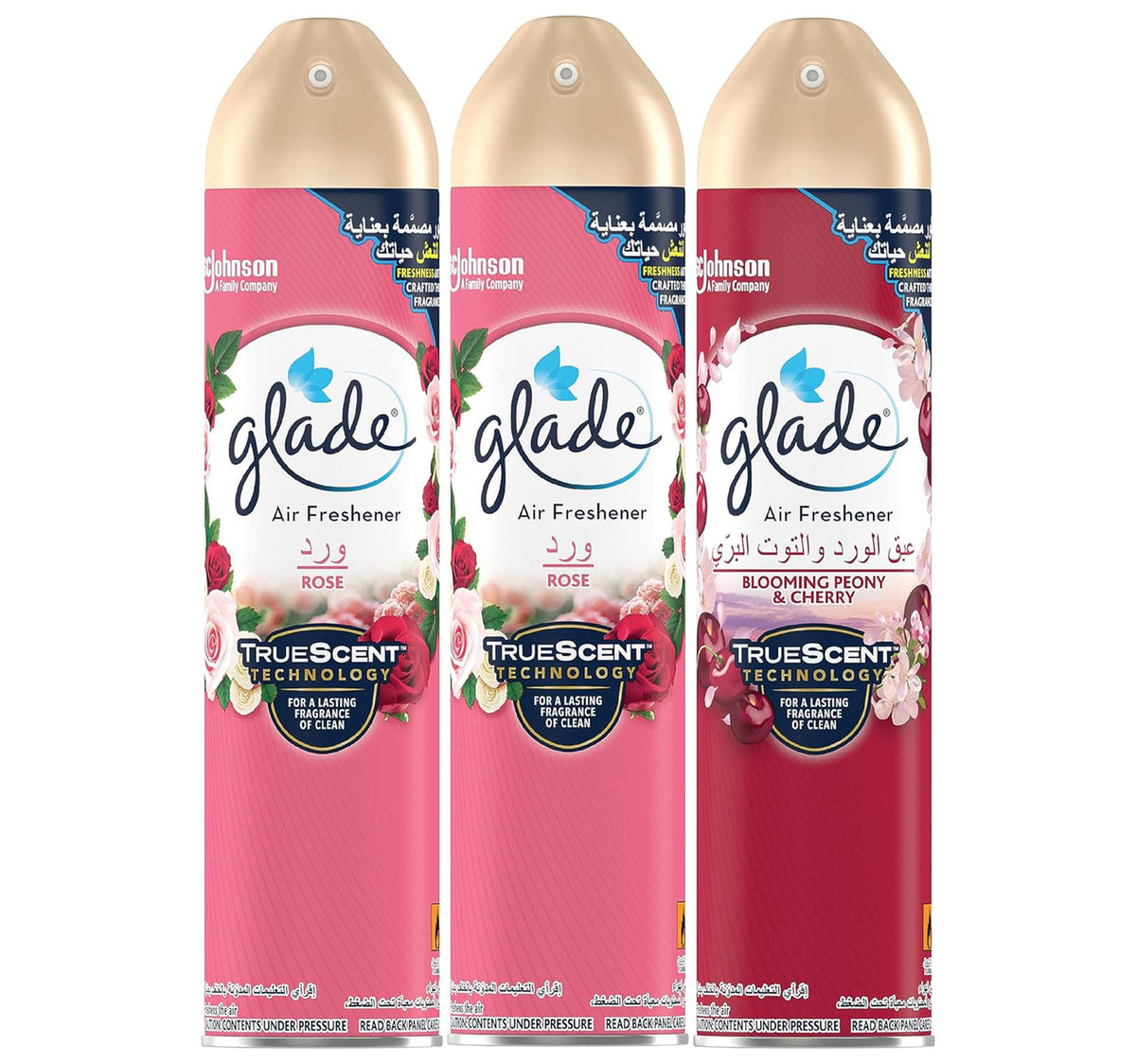Glade Rose + Blooming Peony & Cherry Air Freshener Value Pack 3 x 300 ml