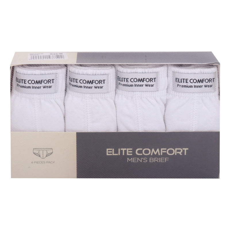 ملابس داخلية رجالية من القطن الممشط المريح من Elite Comfort، مقاس M، 4 قطع، أبيض، MK8330W