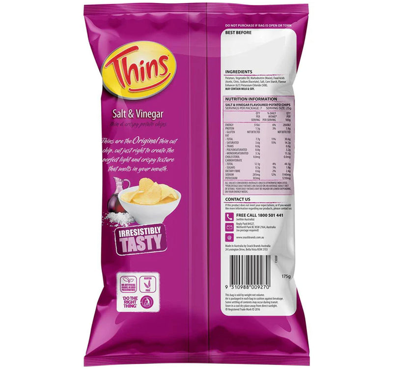 Thins Potato Chips Salt & Vinegar 175 g