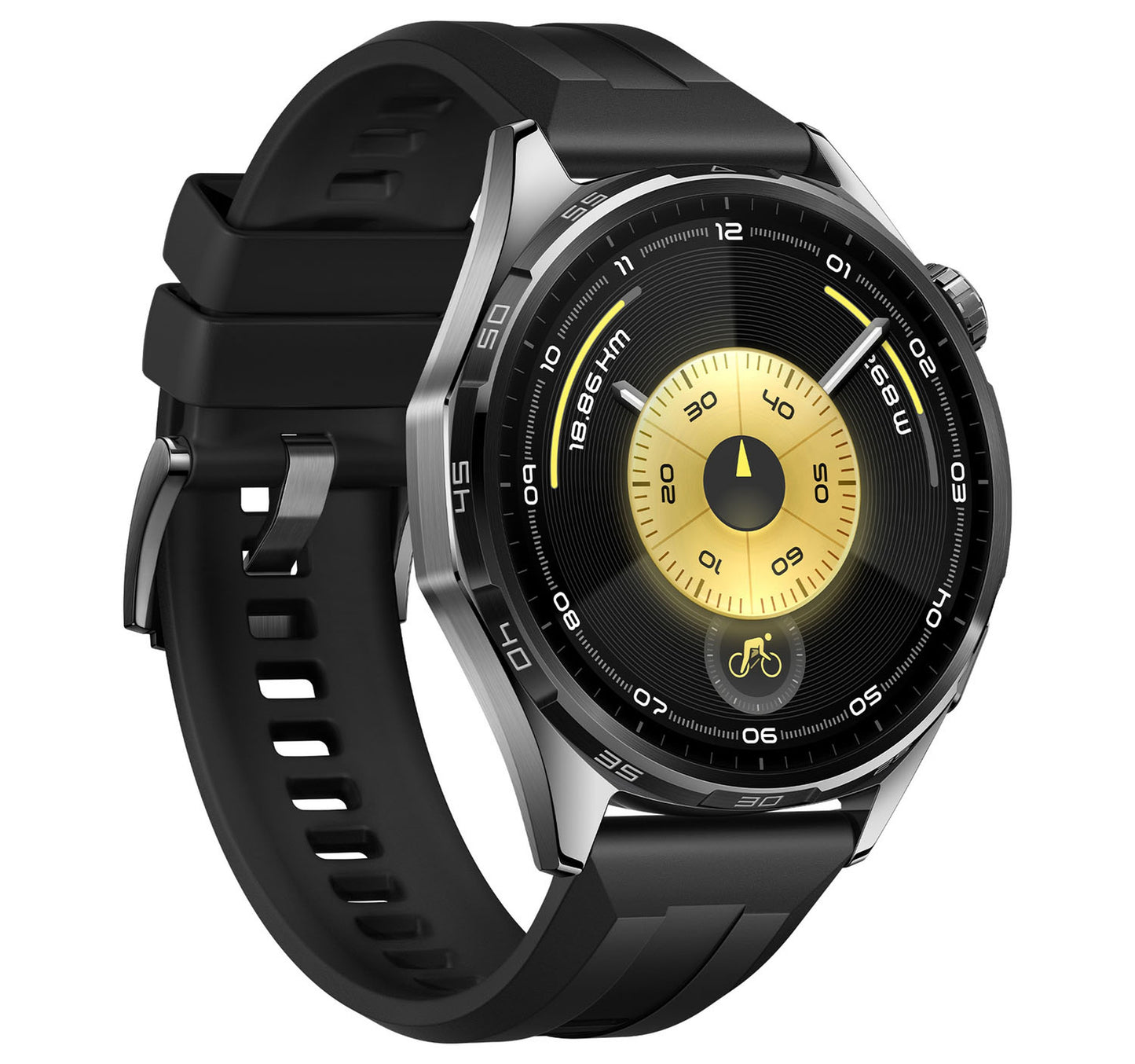 Huawei GT6 Atum GPS + Wifi Smartwatch, 46 mm Stainless Steel Case with Black Fluoroelastomer Strap, ATM-B19