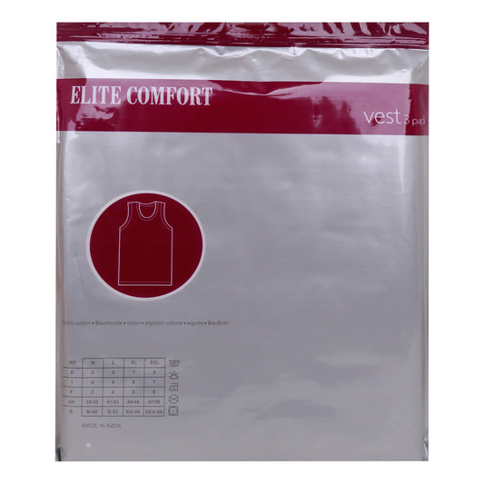 Elite Comfort Cotton Men's Vest, L, 3 pcs, White, ELXVW