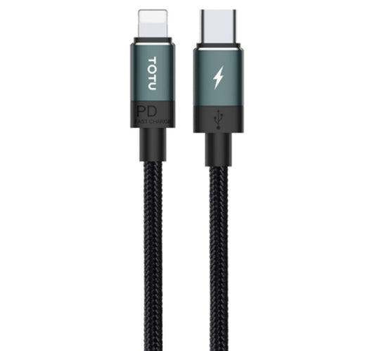 Totu Type-C to Lightning PD Fast Charging Cable, 1.2 m, Black, BPD-001 Lulu Hypermarket