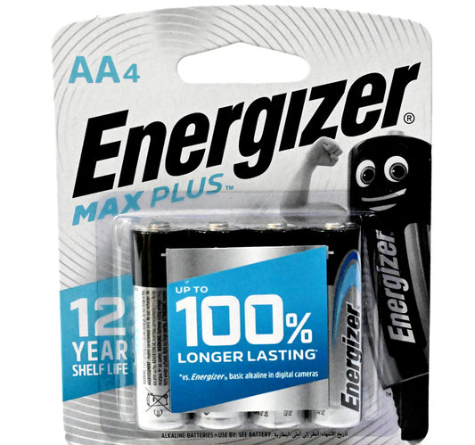 Energizer Max Plus Alkaline AA Battery, 1.5 V, 4 Pcs, EP91BP4T