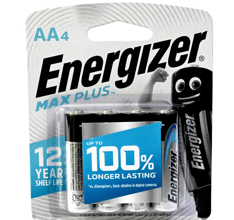 Energizer Max Plus Alkaline AA Battery, 1.5 V, 4 Pcs, EP91BP4T