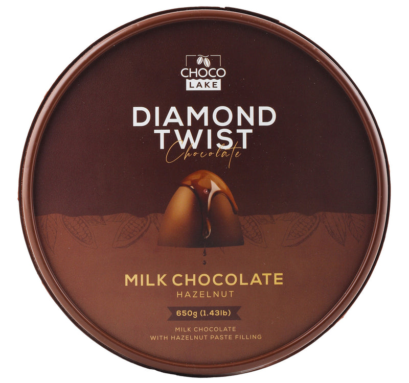 Choco Lake Diamond Twist Milk Chocolate Hazelnut Tub 650 g