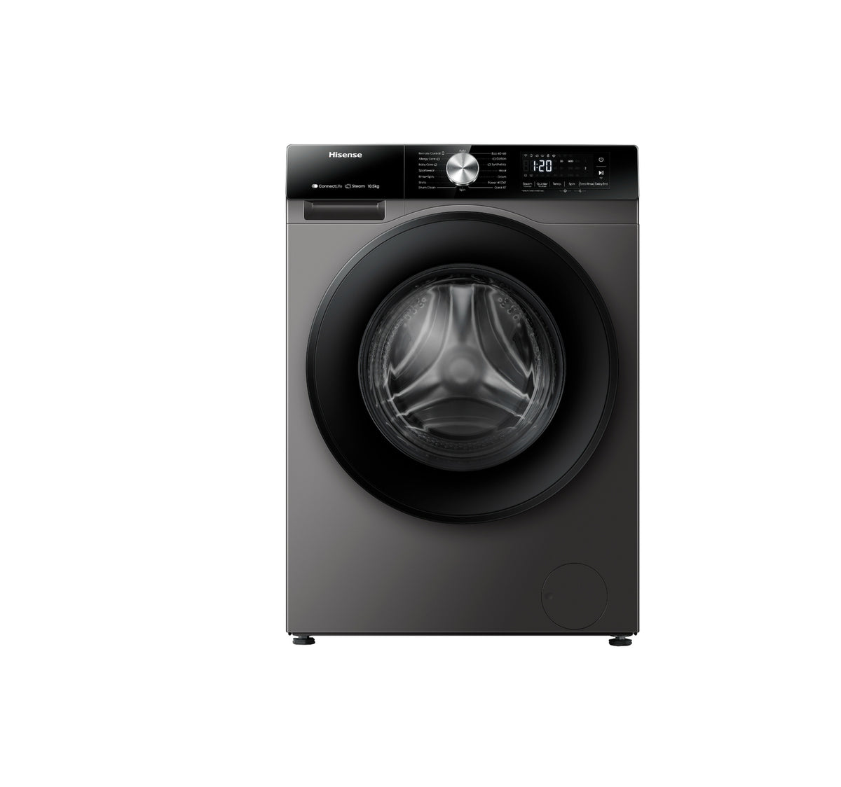 Hisense Front Load Washing Machine, 10 kg, 1400 RPM, Titanium Grey, WF3S1043BT