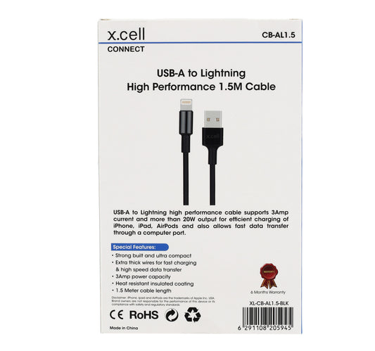 X.Cell USB Lightning Cable CB-AL1.5 Black