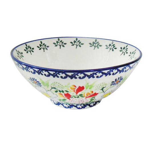 Home Ceramic Flower Design Decorated Bowl, 6.75 inches, SQ2268