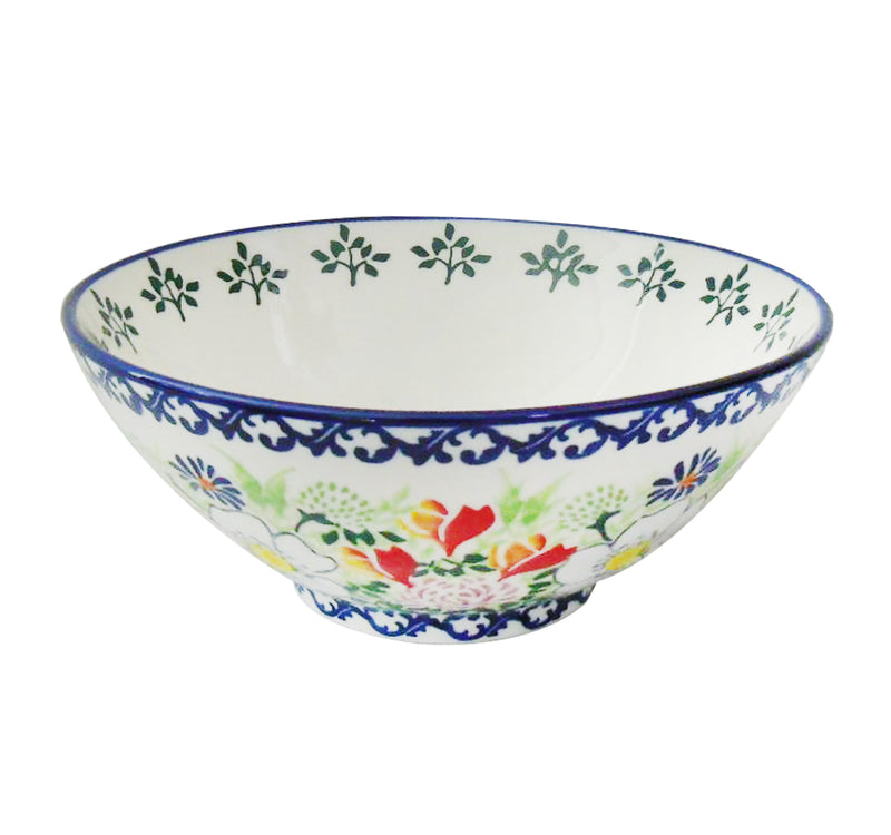 Home Ceramic Flower Design Decorated Bowl, 6.75 inches, SQ2268
