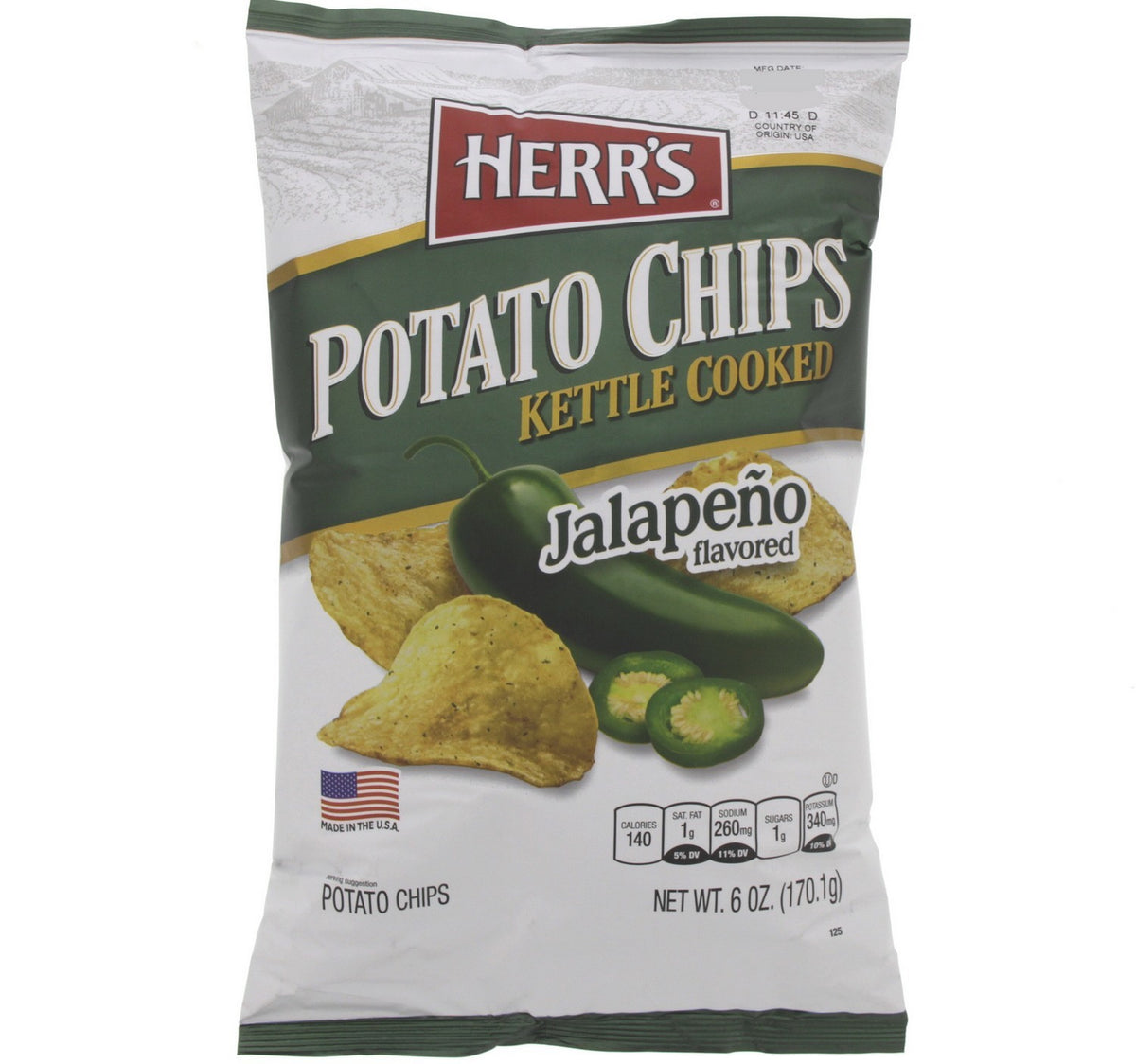 Herr's Kettle Cooked Jalapeno Flavored Potato Chips 170.1 g
