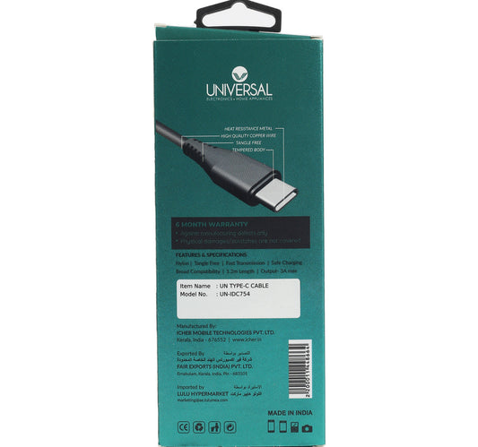 UN Type-C Cable UN-IDC754 1.2m