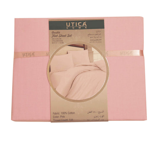 Utica Home Flat Sheet Double 3pc 205x240cm Pink Color
