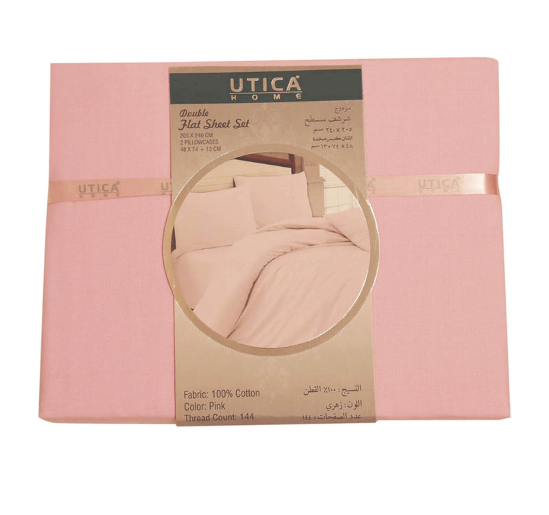Utica Home Flat Sheet Double 3pc 205x240cm Pink Color