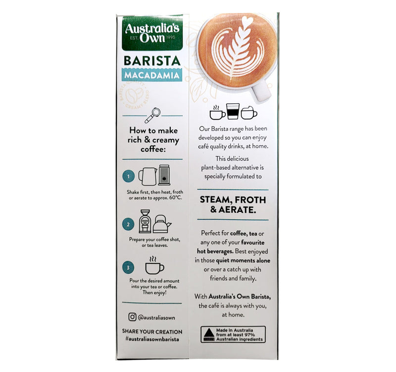 Australia's Own Barista Macadamia Milk 1 Litre Sultan Center