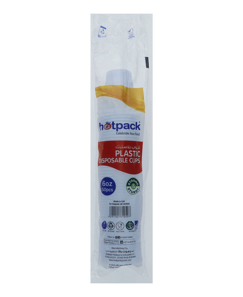 Hotpack Disposable Plastic Cups 6oz 50pcs