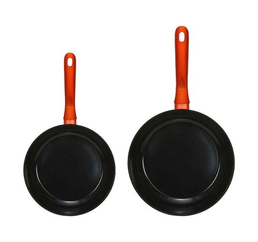 Chefline Induction Base Ceramic Natural Coating Frypan Set, 24 & 28 cm, Black, DZJ2428