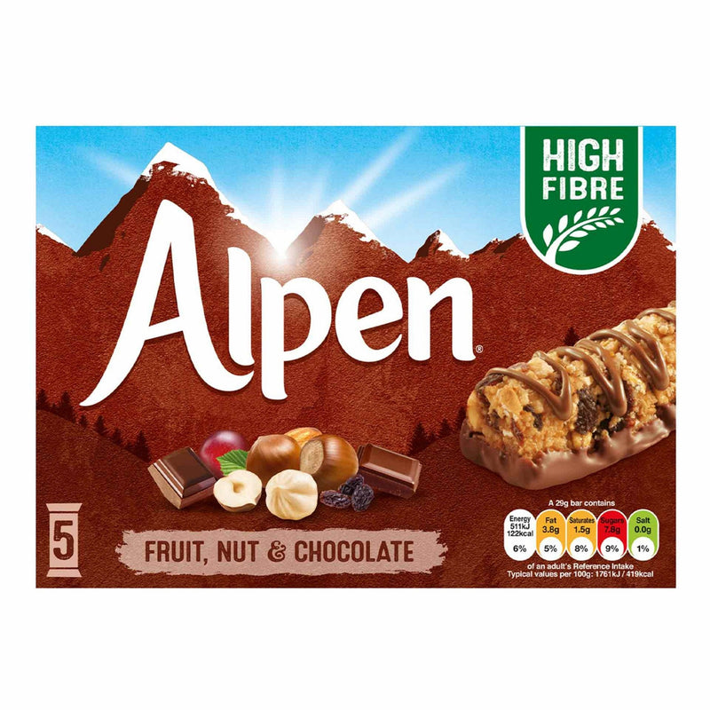 Alpen Fruit & Nut With Milk Chocolate 5 x 29 g Lulu Hypermarket