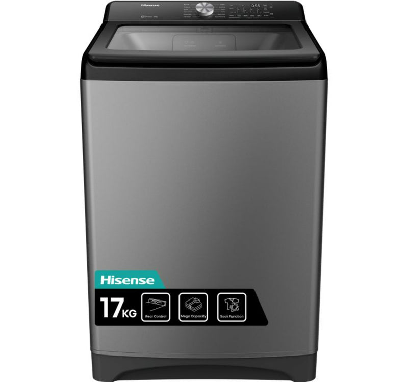 Hisense Top Load Fully Automatic Washing Machine, 17 kg, 700 RPM, Titanium Grey, WT3T1723UT