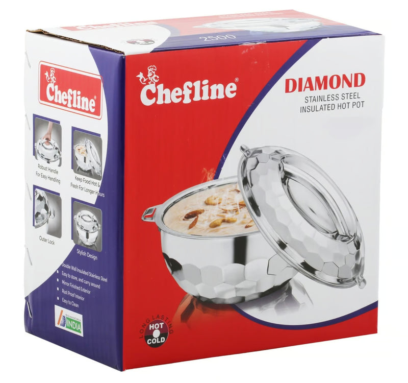 Chefline Stainless Steel Hot Pot, 2500 ml, Diamond