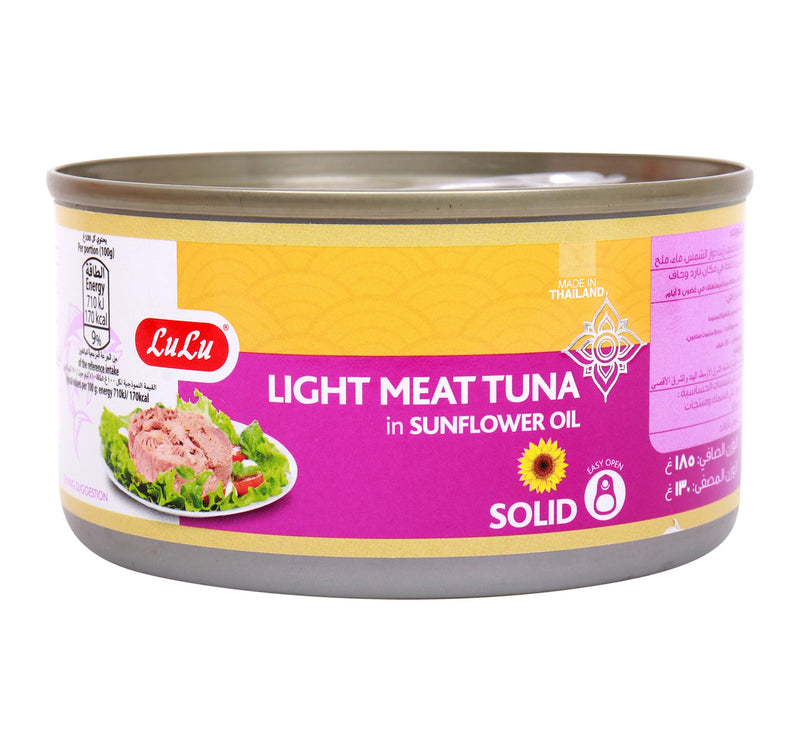 LuLu Light Meat Tuna Solid In Sunflower Oil 185 g Lulu Hypermarket