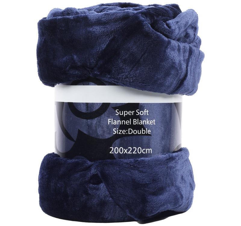 Super Soft Flannel Blanket 200 x 220cm Assorted Colours