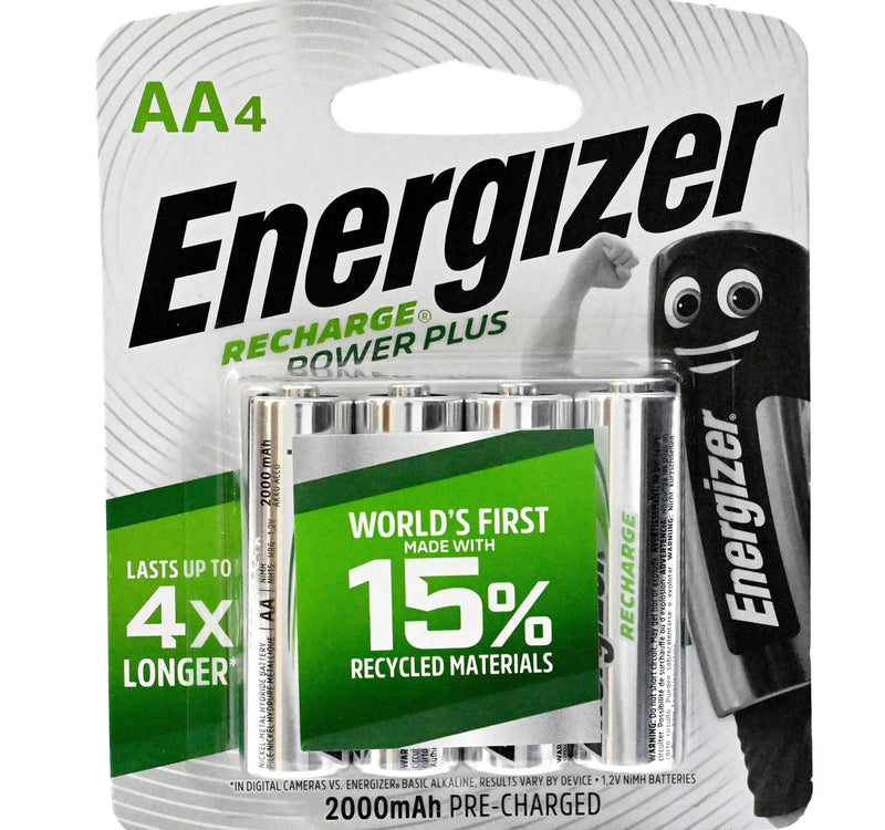 Energizer Recharge Power Plus AA Battery, 1.2 V, 4 Pcs, NH15PPBP4